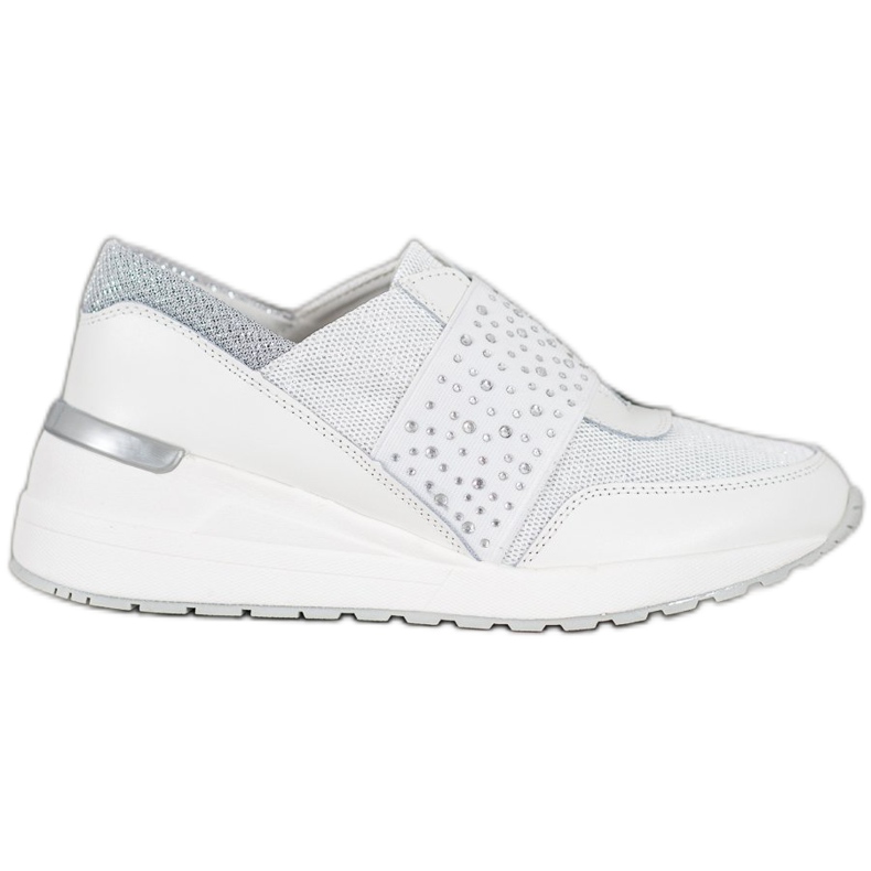 Slip-on sneakers med VINCEZA-kristaller vit