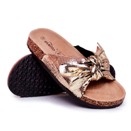 EVE Dam tofflor med en stor gyllene rosett härlig tid