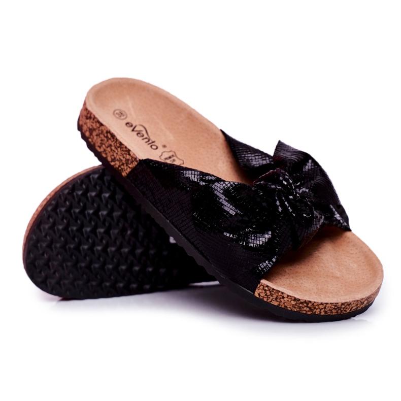 EVE Dam tofflor med en stor rosett Black Lovely Time svart