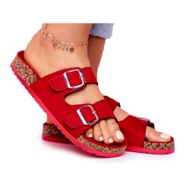 EVE Dam tofflor på kork med spännen Red Si Senor röd