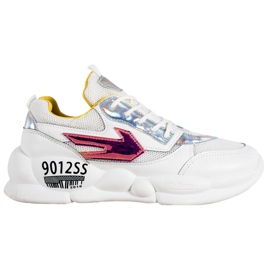 SHELOVET Sneakers med Eco Leather Fashion vit mångfärgad grå