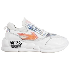 SHELOVET Sneakers med Eco Leather Fashion vit mångfärgad grå