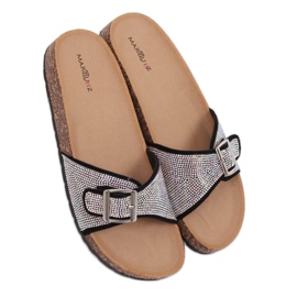 Svarta tofflor med stenar L-1032 Svart