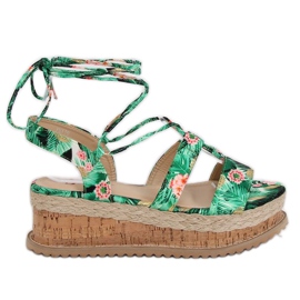 Gröna espadrillessandaler JH116 Flower Green