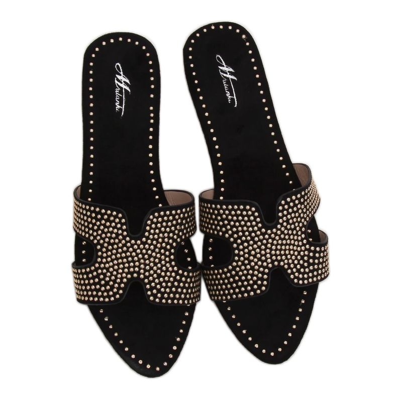 Svarta kvinnors svarta tofflor Q-88 Svart