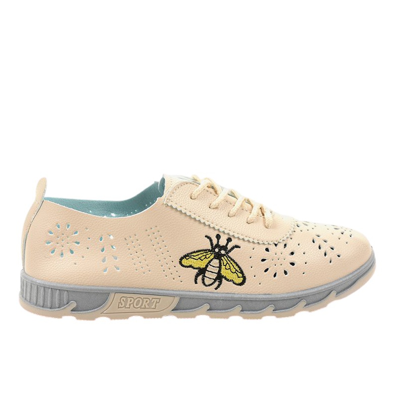 Beige openwork-sneakers med avtrycket JH81171-2
