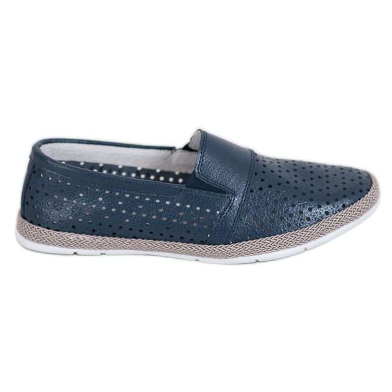 Evento Openwork läder slipons blå