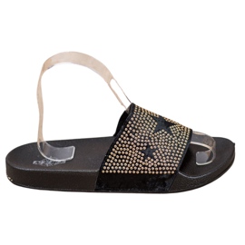 SHELOVET Velour tofflor med stjärnor svart