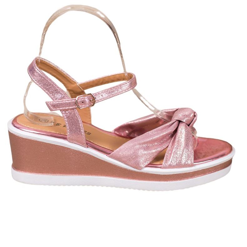 SHELOVET Shiny Wedge Sandals rosa