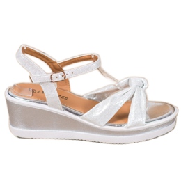 SHELOVET Shiny Wedge Sandals grå