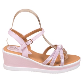 SHELOVET Casual kilar med ekoläder rosa