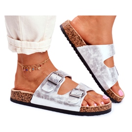 EVE Tofflor för kvinnor med spännen Silver Vivio grå