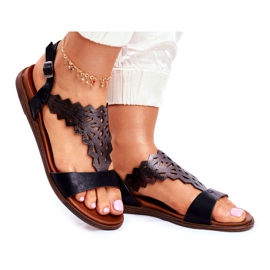 Sandaler för kvinnor Flat Sergio Leone Black SK035 svart