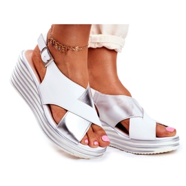 Kvinnors sandaler på kilen Sergio Leone Vit SK328 grå