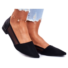 EVE Kvinnors Ballerinor Med Mesh Mocka Svart Fibe