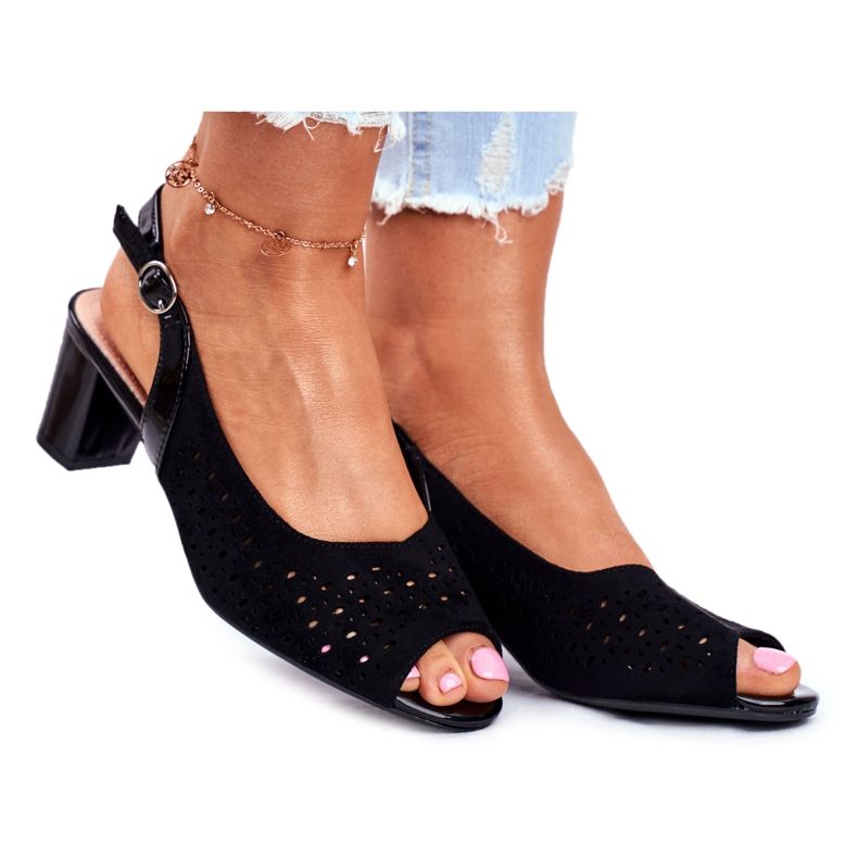 Kvinnors sandaler på högklackat Sergio Leone svart SK832