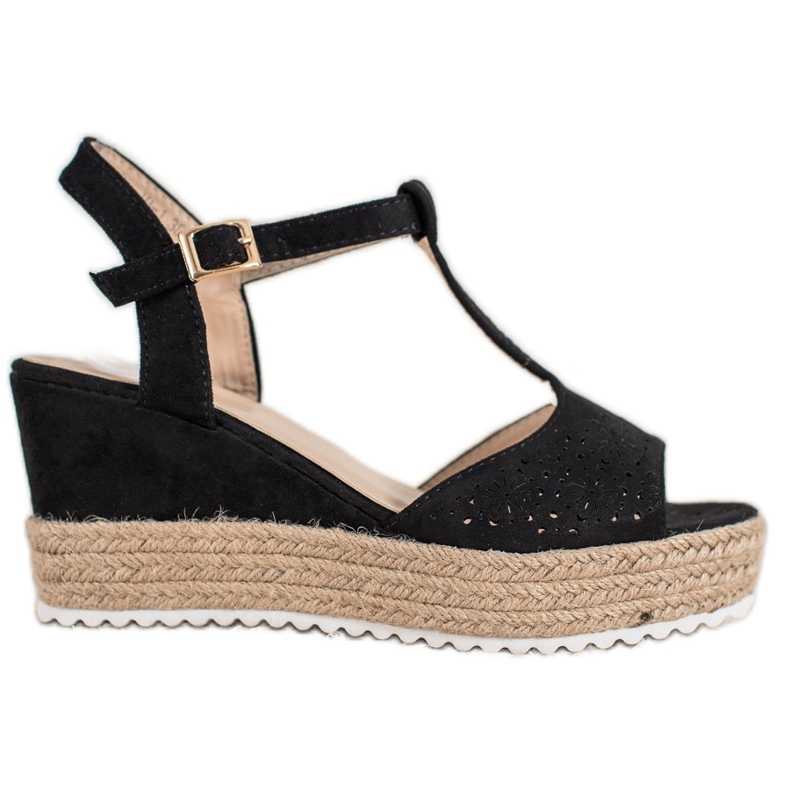 Small Swan Openwork Espadrilles sandaler svart
