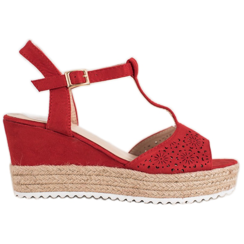 Small Swan Openwork Espadrilles sandaler röd