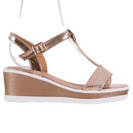 SHELOVET Gyllene kilar med ekoläder