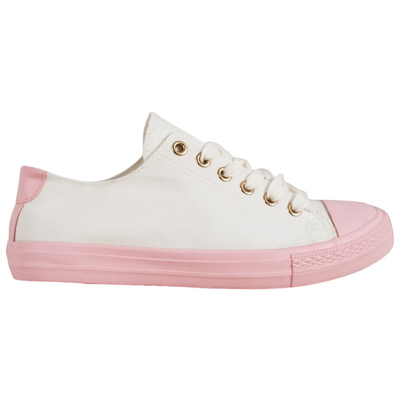 SHELOVET Textil sneakers vit rosa