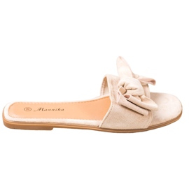 Mannika Tofflor Med En Rosett brun