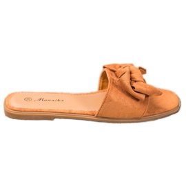 Mannika Tofflor Med En Rosett brun