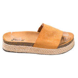 SHELOVET Espadrilles tofflor med glitter brun