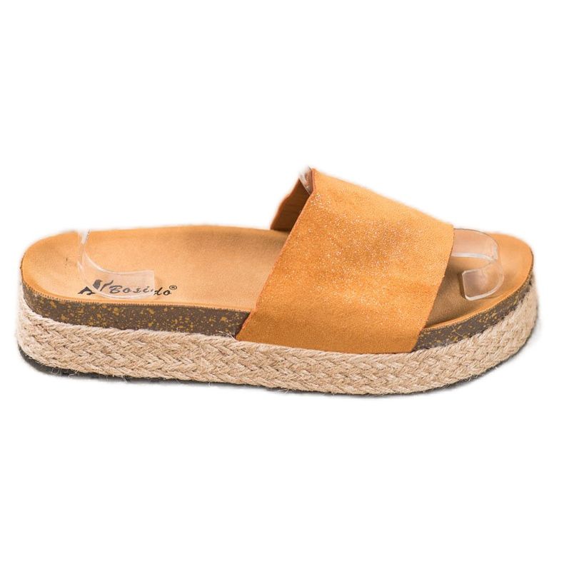 SHELOVET Espadrilles tofflor med glitter brun