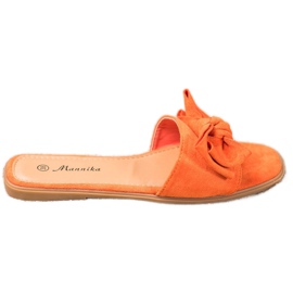 Mannika Tofflor Med En Rosett orange