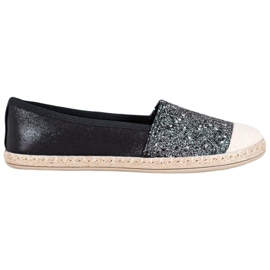 SHELOVET Svart Espadrilles med glitter