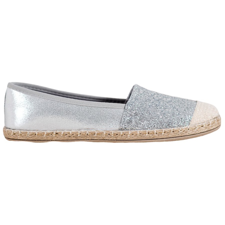 SHELOVET Silver Espadriller med glitter grå