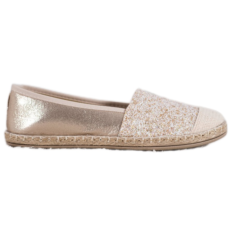 SHELOVET Gyllene espadriller med glitter