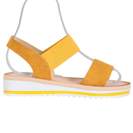 Mannika Sandaler i mocka på plattformen gul