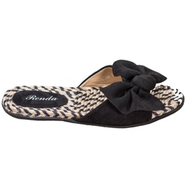 Renda Eleganta tofflor med rosett svart