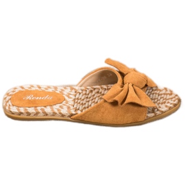 Renda Eleganta tofflor med rosett brun