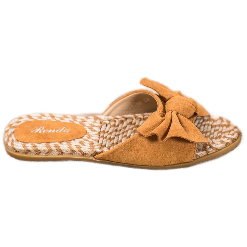 Renda Eleganta tofflor med rosett brun