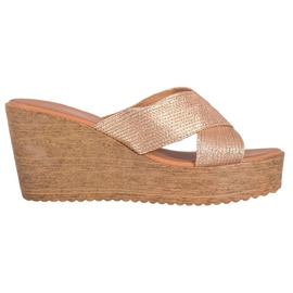 Renda Golden Wedge Tofflor gyllene