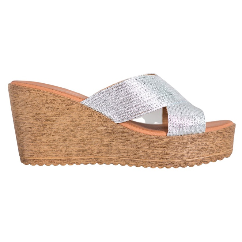 Renda Silver Wedge Tofflor grå