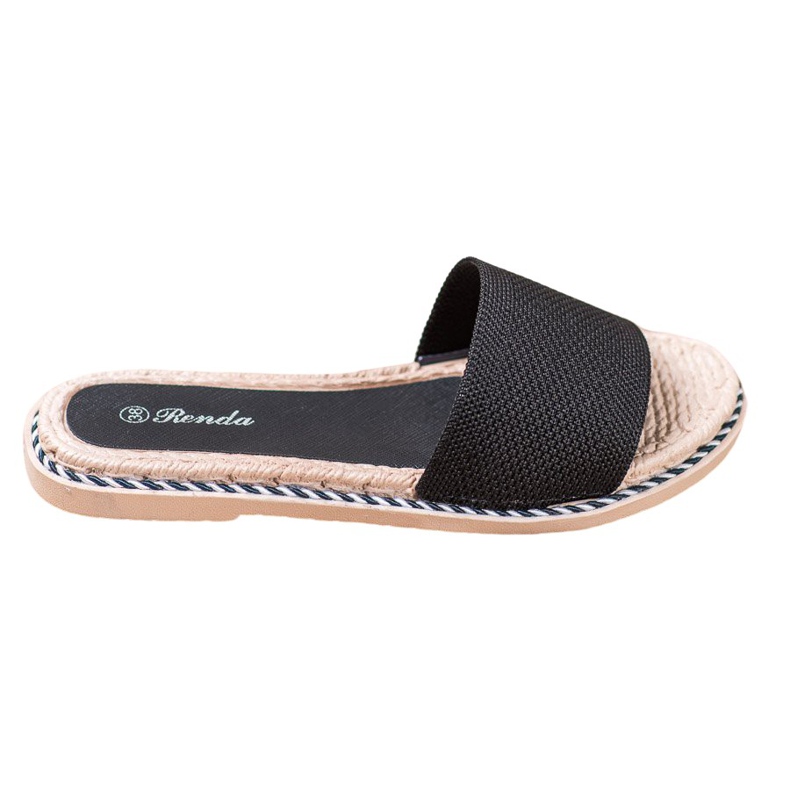 Renda Textila svarta tofflor