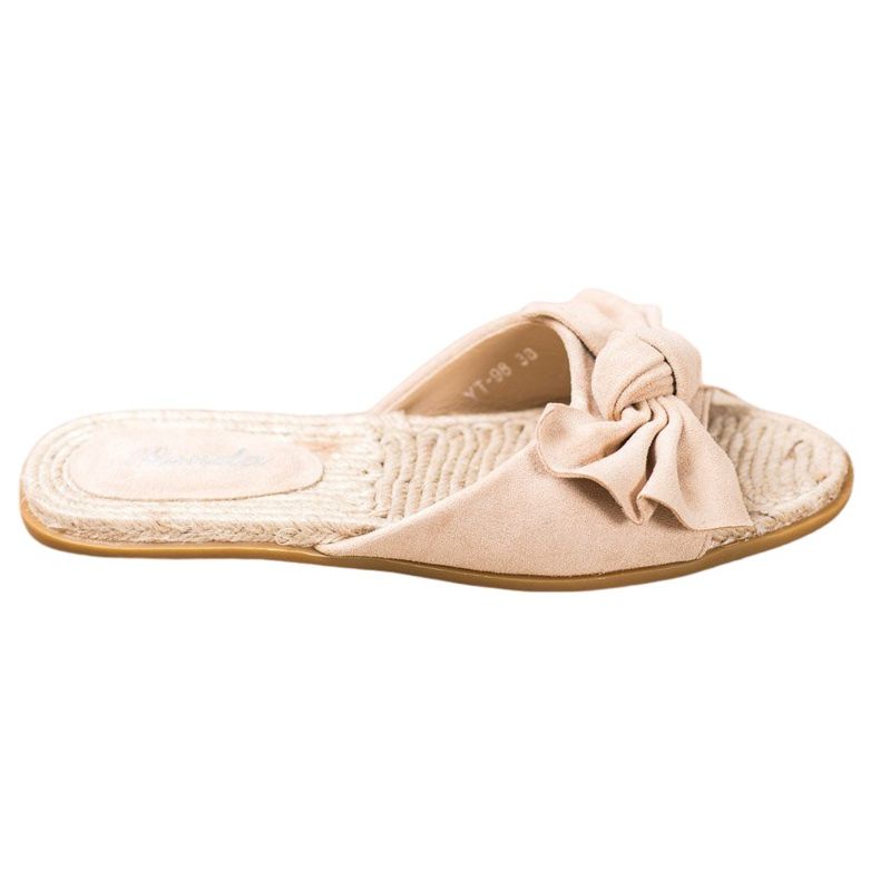 Renda Eleganta tofflor med rosett beige