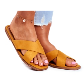 Tofflor för kvinnor, ränder, gula Filippinerna