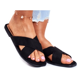 Tofflor för kvinnor, ränder, kors, svarta Filippinerna