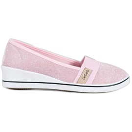 SDS Slip-on ballerinor med glitter rosa
