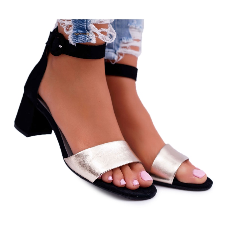 Dam Sandaler Maciejka Läder Mocka Svart 04141-25 / 00-5 gul