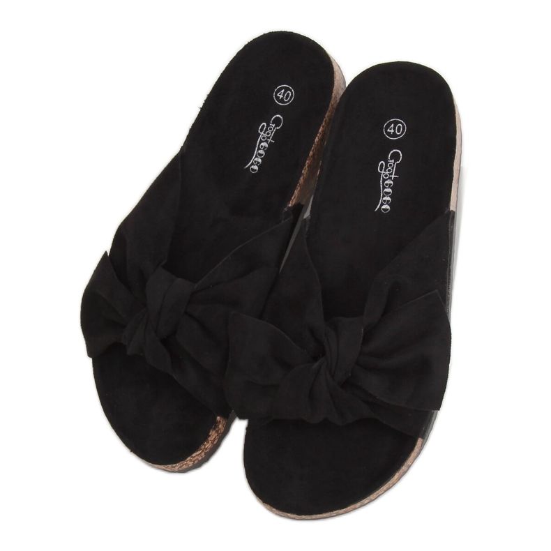 Svarta kork tofflor G-580 Svart