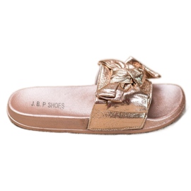 SHELOVET Glänsande tofflor med rosett gyllene