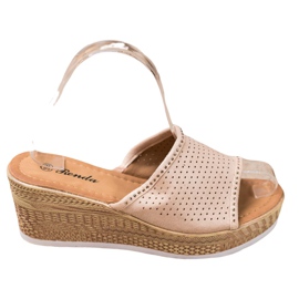 Renda Openwork Wedge Tofflor beige