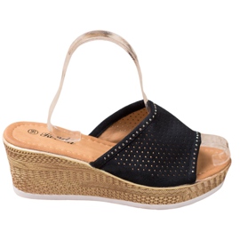 Renda Openwork Wedge Tofflor svart