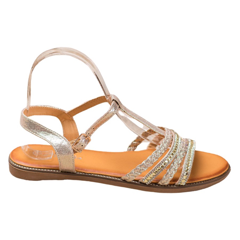 Mannika Eleganta sandaler med kristaller gul