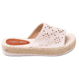 Nio Nio Tofflor På En Halm Plattform beige